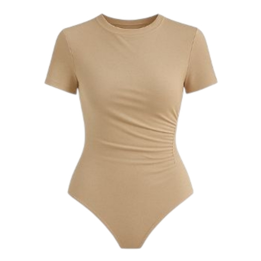 NWOT: Blue, Elegant, ruched, short sleeve, snap closure, bodysuits (10 Colors) - Picture 10 of 13
